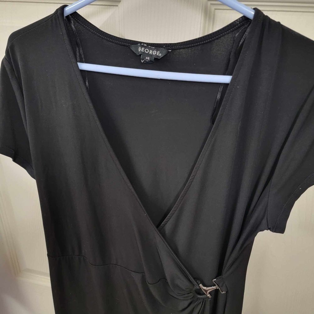 L George black dress with capped sleeves and silver side buckle